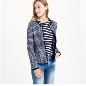 J. Crew blue twill fringe blazer EUC